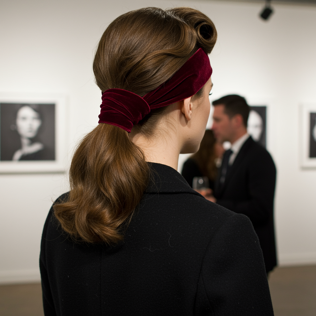 12 Glam Ponytails Sleek Low Velvet Wrap Ideas for Fall