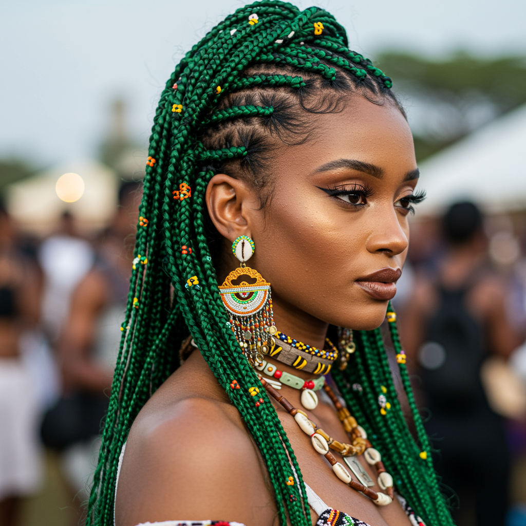 13 Cozy Deep Emerald Box Braids To Try in 2025
