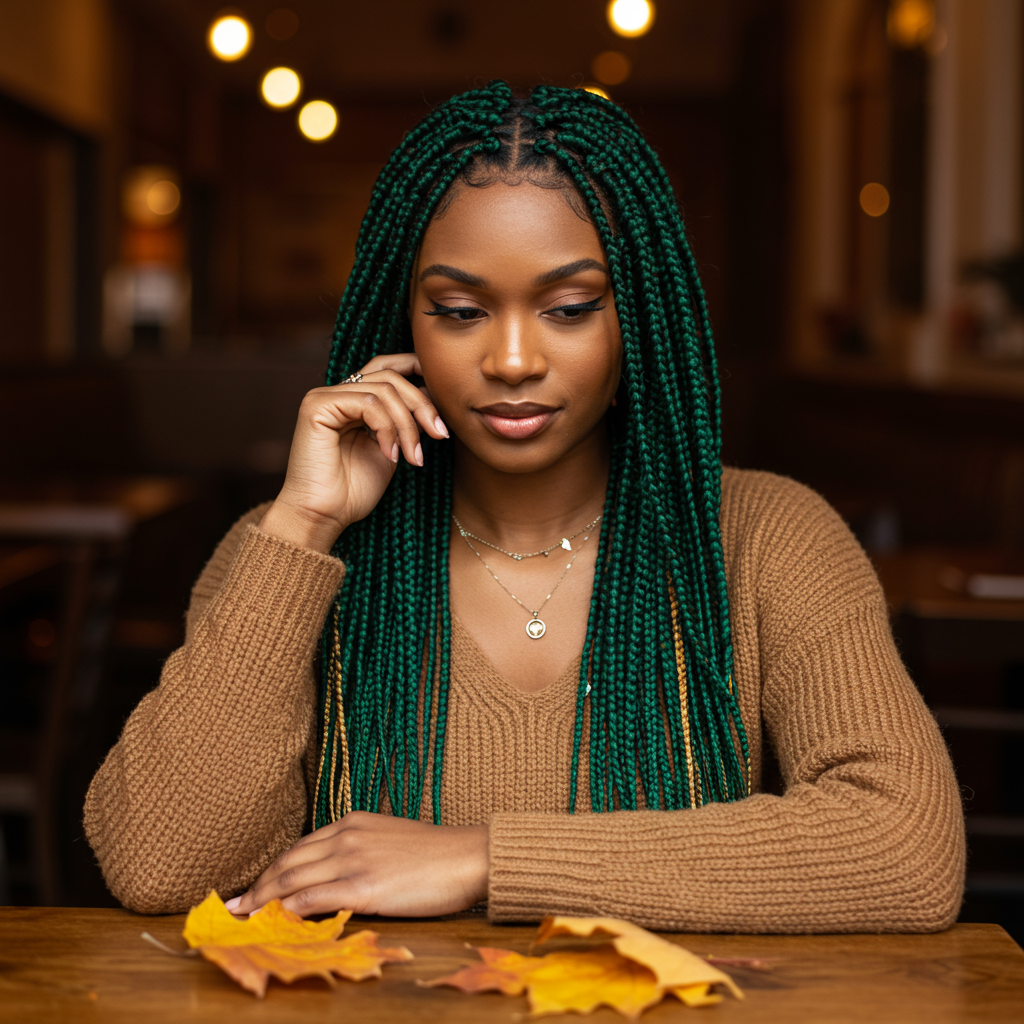 13 Cozy Deep Emerald Box Braids To Try in 2025