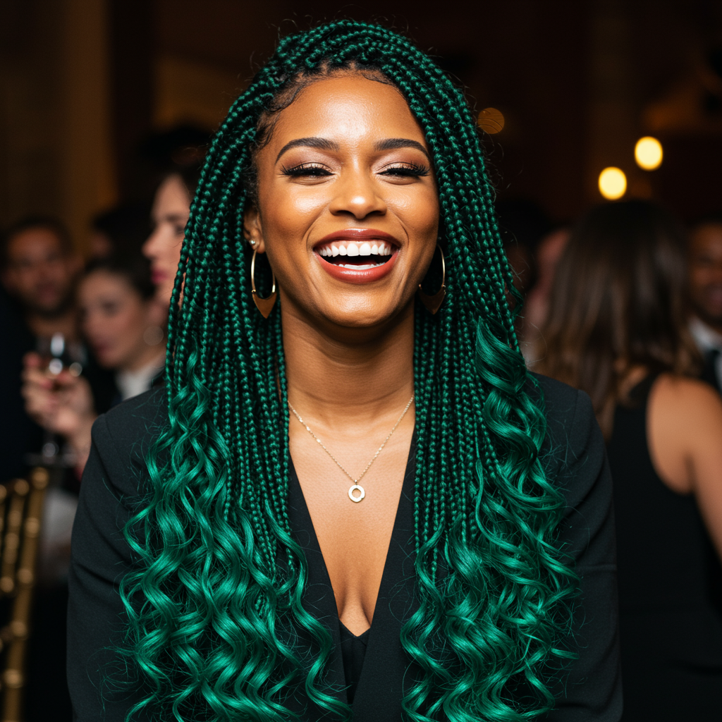 13 Cozy Deep Emerald Box Braids To Try in 2025