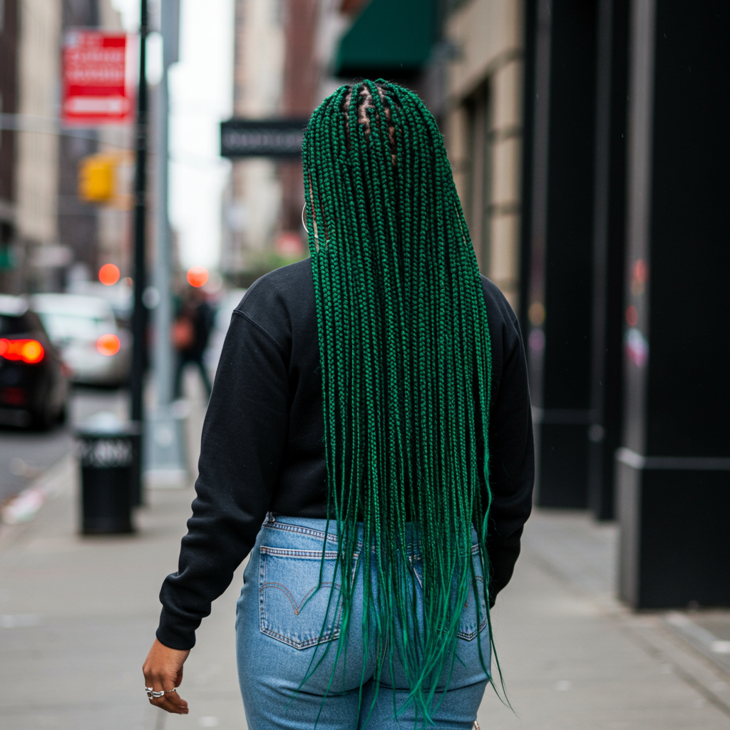 13 Cozy Deep Emerald Box Braids To Try in 2025
