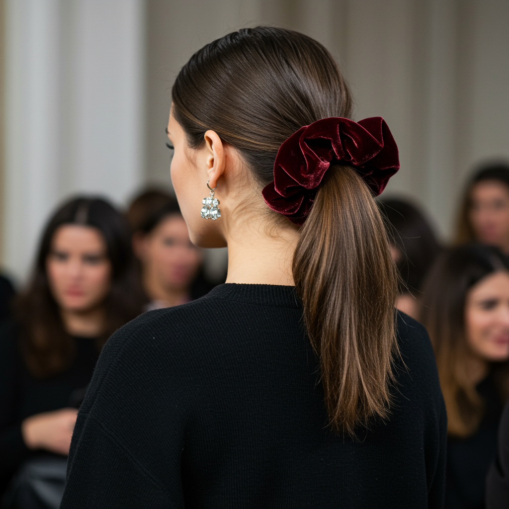 12 Glam Ponytails Sleek Low Velvet Wrap Ideas for Fall
