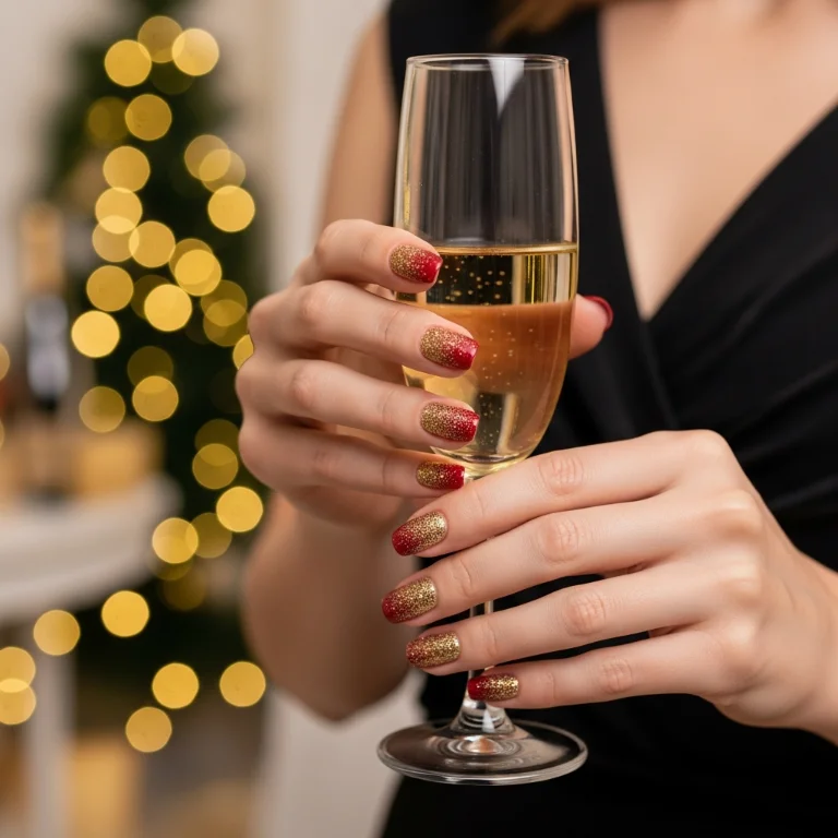 Glitter Ombre Red Nails with Sparkle