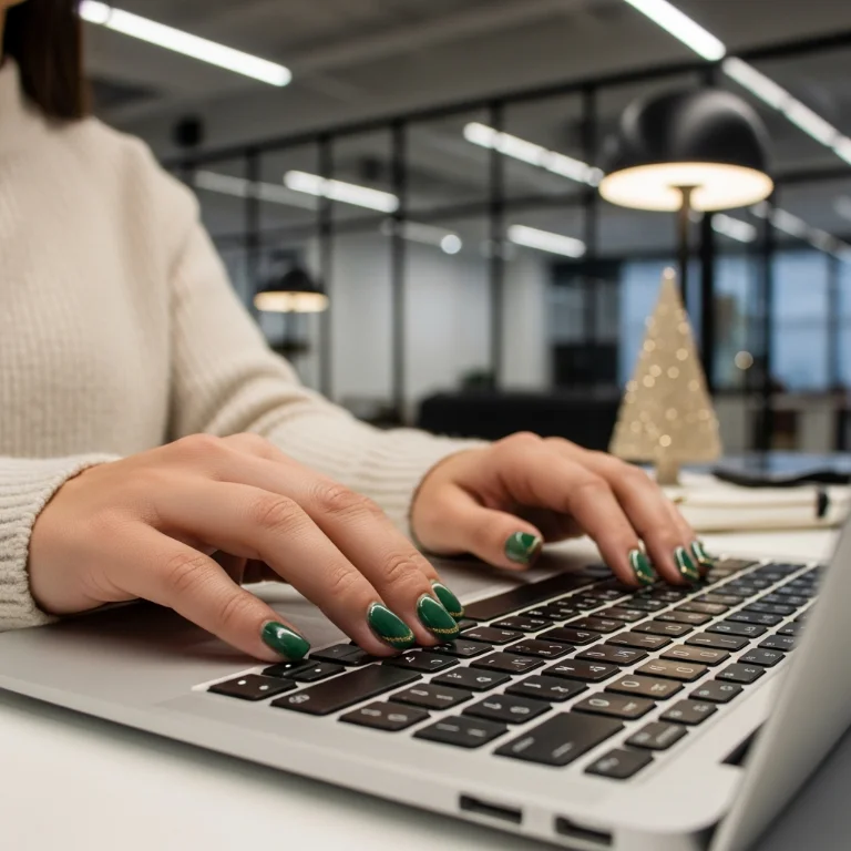 French Tip Nails with Holiday Colors