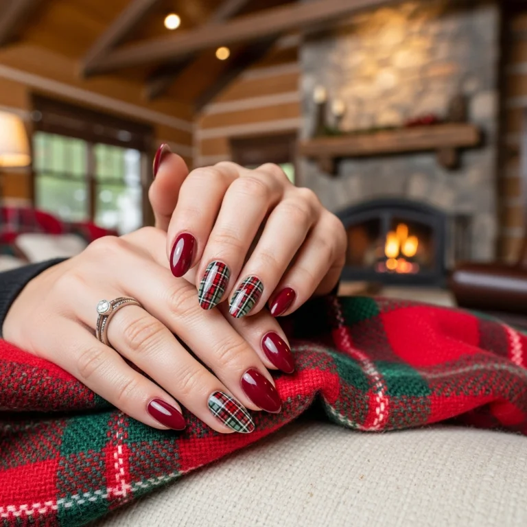 Plaid Nail Art for Cozy Winter Vibes