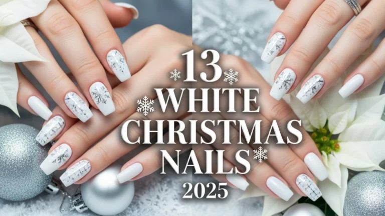 13 White Christmas Nail Designs with Silver Accents