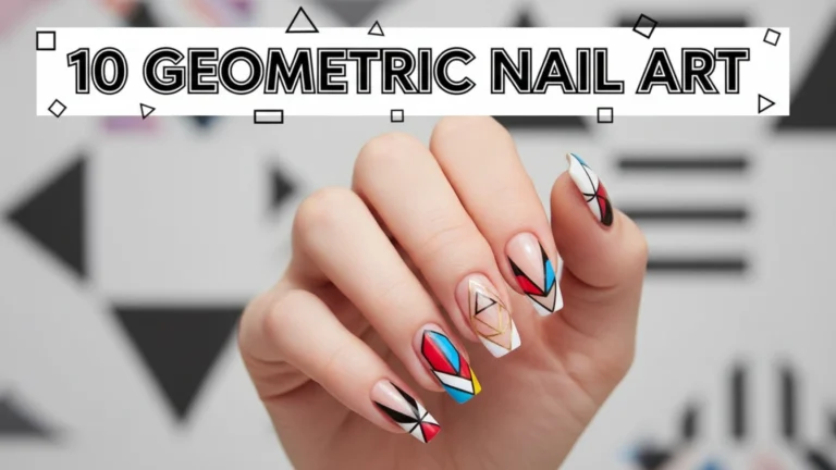 Colorful geometric nail art design